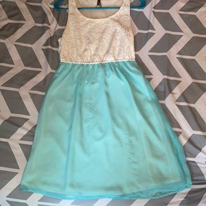Blue and white lace dress size small